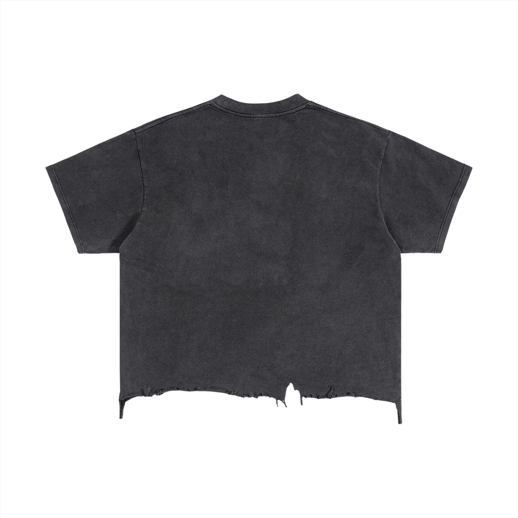 Vintage Wash Boxy Distressed Hem T-Shirt